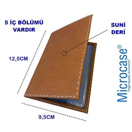 Microcase Suni Deri OTO Ruhsat Kabı Kılıfı Ruhsatlık + Ön Arka Panel Numaratör 2 Adet - TABA AL5038