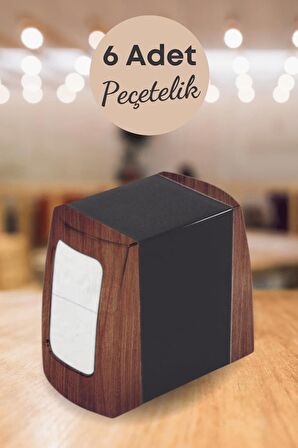 6 Adet Ahşap Detaylı Peçetelik Kafe Restaurant Lokanta Büfe Otel Peçetelik