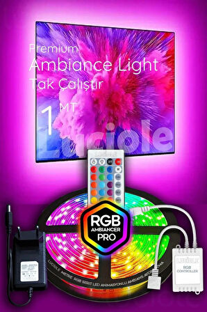 1 Metre Rgb Led Tak Çalıştır 16 Renkli 4 Animasyonlu Tv Arkası Led Yatak Odası aplik Bilgisayar 