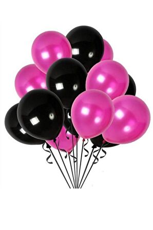 Fuşya - Siyah Karışık Metalik Balon 10 adet