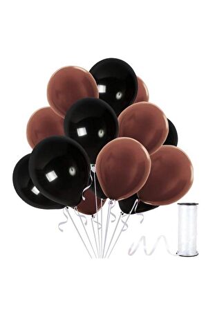 Kahverengi - Siyah Metalik Balon 20 Adet