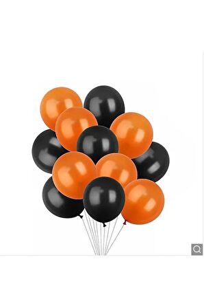 Siyah - Turuncu Metalik Balon 20 Adet