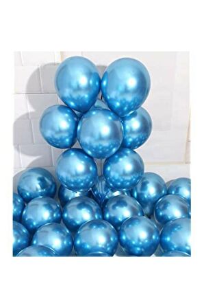 Metalik Açık Mavi Balon 20'li