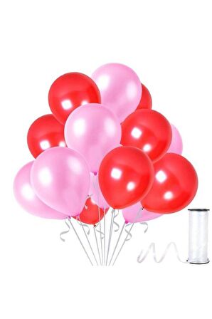 Kırmızı - Lila Metalik Balon 50 Adet