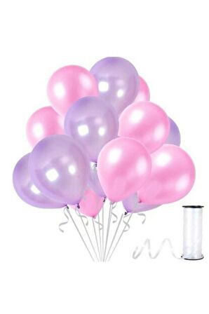 Pembe - Lila Metalik Balon 50 Adet