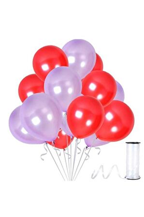 Lila-Kırmızı Metalik Balon 50 Adet