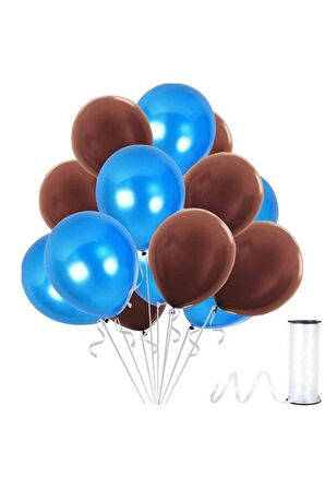 Kahverengi - Koyu Mavi Metalik Balon 50 Adet