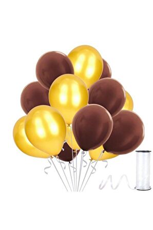 Kahverengi - Gold Metalik Balon 50 Adet