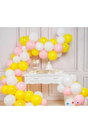 50 Adet  Parti Balonu (Sarı - Beyaz - Pembe)