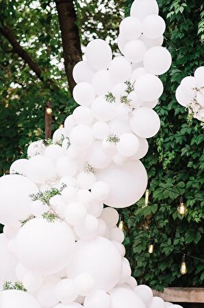 Beyaz Pastel  Balon Seti 100 adet + 5 mt balon zinciri