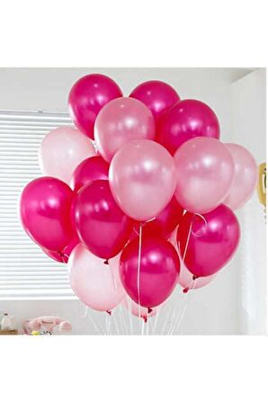 Fuşya - Pembe Karışık Metalik Balon 100 adet + 5 mt balon zinciri