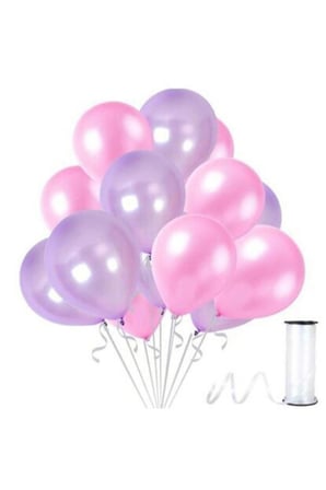 Pembe - Lila Metalik Balon 100 Adet +  5mt Balon Zinciri