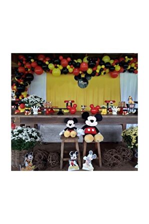 Konsept Mickey Mouse Parti  Balonu-Kırmızı, Sarı, Siyah 100 Adet +Balon Zinciri Hediye
