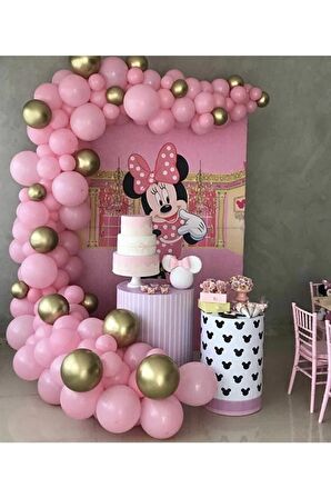 Krom Gold Pastel Pembe Balon Zinciri 100 Adet + 5 metre balon zinciri