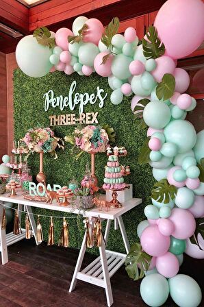 50 adet Su Yeşili-pempe Metalik Sedefli Balon+5 M. Balon Zinciri