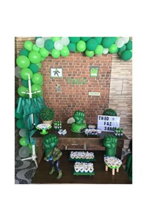 50 Adet 12 Inç Koyu Yeşil Açık Yeşil Ve Beyaz Metalik Balon + 5 mt Balon Zinciri Doğum Günü