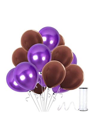 Kahverengi - Mor Metalik Balon 50 Adet+ 5 mt balon zinciri