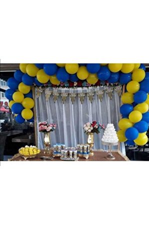 50 Adet Metalik Sarı,lacivert Balon+ 5 mt Balon Zinciri