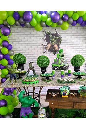 Hulk Temalı Balon Seti 50 Adet Balon + 5 mt balon zinciri