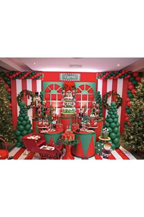 Yeni Yıl Kutlamaları Yeşil Kırmızı Noel Yılbaşı Balon 50 adet + 5 mt balon zinciri