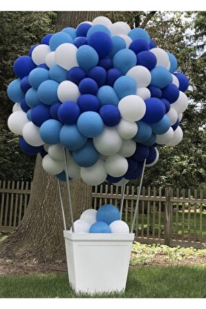 Pastel Beyaz-Açık Mavi-Koyu mavi Balon Zinciri 50 adet  + 5 mt balon zinciri