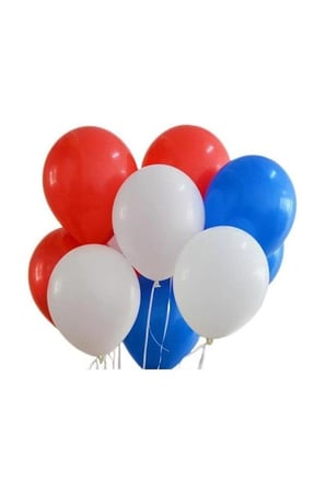 Kırmızı - Beyaz - Koyu Mavi Metalik Balon 70 Adet+ 5 mt balon zinciri