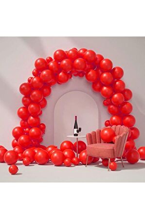 Kırmızı Pastel Zincir Balon Seti 70 adet + 5 mt balon zinciri