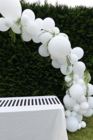 Beyaz Pastel Zincir Balon Seti 70 adet + 5 mt balon zinciri