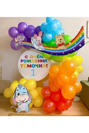 Gökkuşağı Temalı Metalik Turuncu - Sarı - Mor -mavi - Kırmızı 70 adet Balon Zinciri Seti
