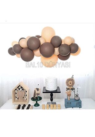 Çikolata Kahve-Ten Pastel Renk Balon Zinciri 20 Adet+5 mt balon zinciri