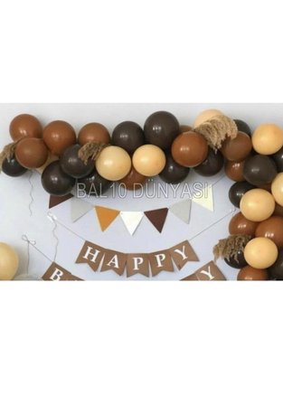 Çikolata Kahve-Ten-Karamel Pastel Renk Balon Zinciri 70 Adet+5 mt balon zinciri