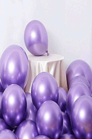 Krom Metalik Mor Balon 10 Adet