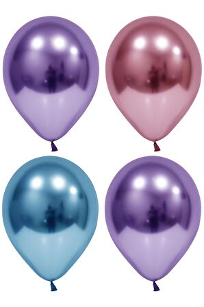 Mavi-pembe-mor Krom Balon 10 Adet