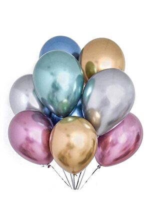 Krom Balon Metalik Parlak Karışık 50 Adet