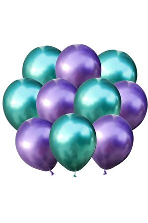 Mor-yeşil Krom Balon 10 Adet