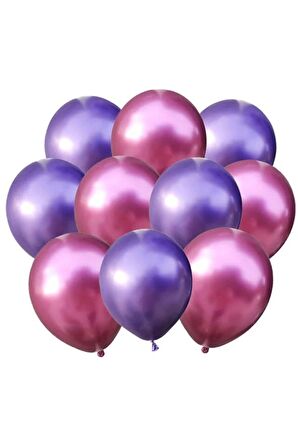 Mor-pembe Krom Balon 10 Adet