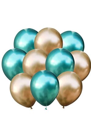 Altın-yeşil Krom Balon 10 Adet