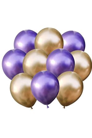 Altın-mor Krom Balon 10 Adet