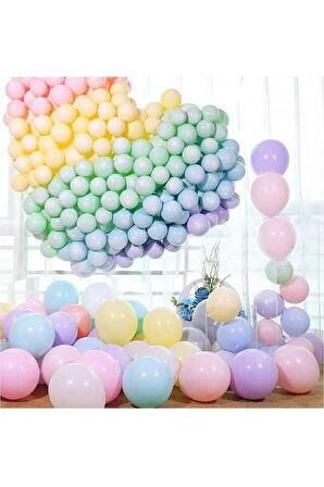 Makaron Balon Seti 60 Adet Karışık Renk Soft Pastel Balon + 5 mt.Balon Zinciri
