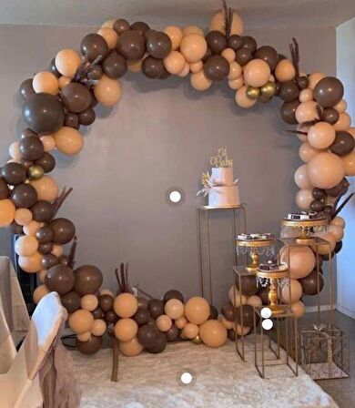 Pastel Ten ve Çikolata Kahve Balon ve Balon Zinciri 70 Adet