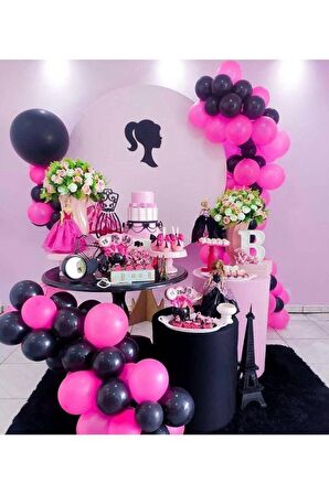 50 Adet Balon (Siyah - Fuşya Karışık))+ 5 mt Balon Zinciri