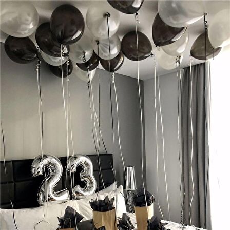 23 Yaş Gümüş folyo balon seti