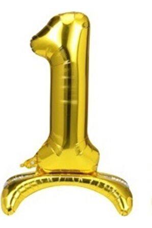 1 Yaş Gold Renkli Ayaklı Folyo Balon Rakam 32 İnç 80 cm