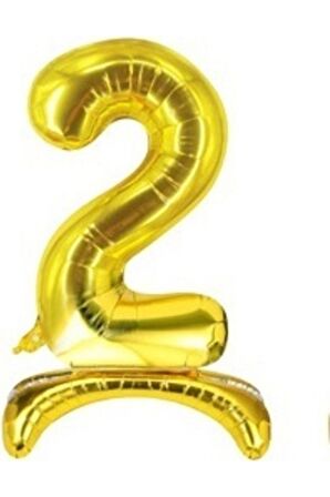 2 Yaş Gold Renkli Ayaklı Folyo Balon Rakam 32 İnç 80 cm