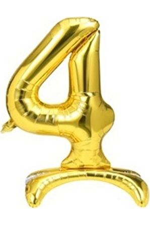 4 Yaş Gold Renkli Ayaklı Folyo Balon Rakam 32 İnç 80 cm
