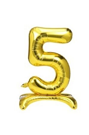 5 Yaş Gold Renkli Ayaklı Folyo Balon Rakam 32 İnç 80 cm