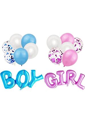 Cinsiyet Partisi Girl Boy Mavi Pembe Konfetili Balon Demeti