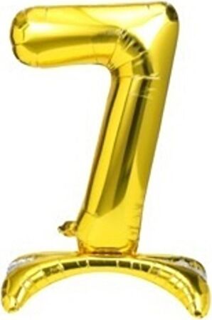 7 Yaş Gold Renkli Ayaklı Folyo Balon Rakam 32 İnç 80 cm