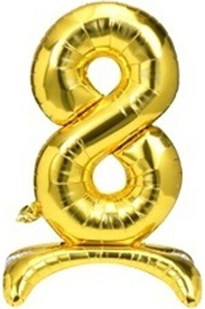 8 Yaş Gold Renkli Ayaklı Folyo Balon Rakam 32 İnç 80 cm