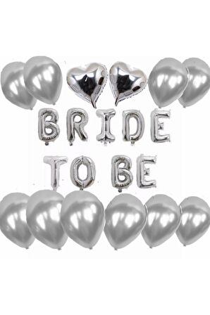 Gümüş Bride To Be Folyo Balon Latex Balon Bekatlığa Veda Balon Seti
